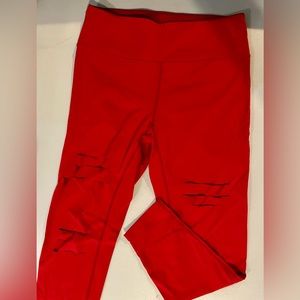 EUC ZYIA Red Slashed Luxe Legging Women’s Size 8-10.